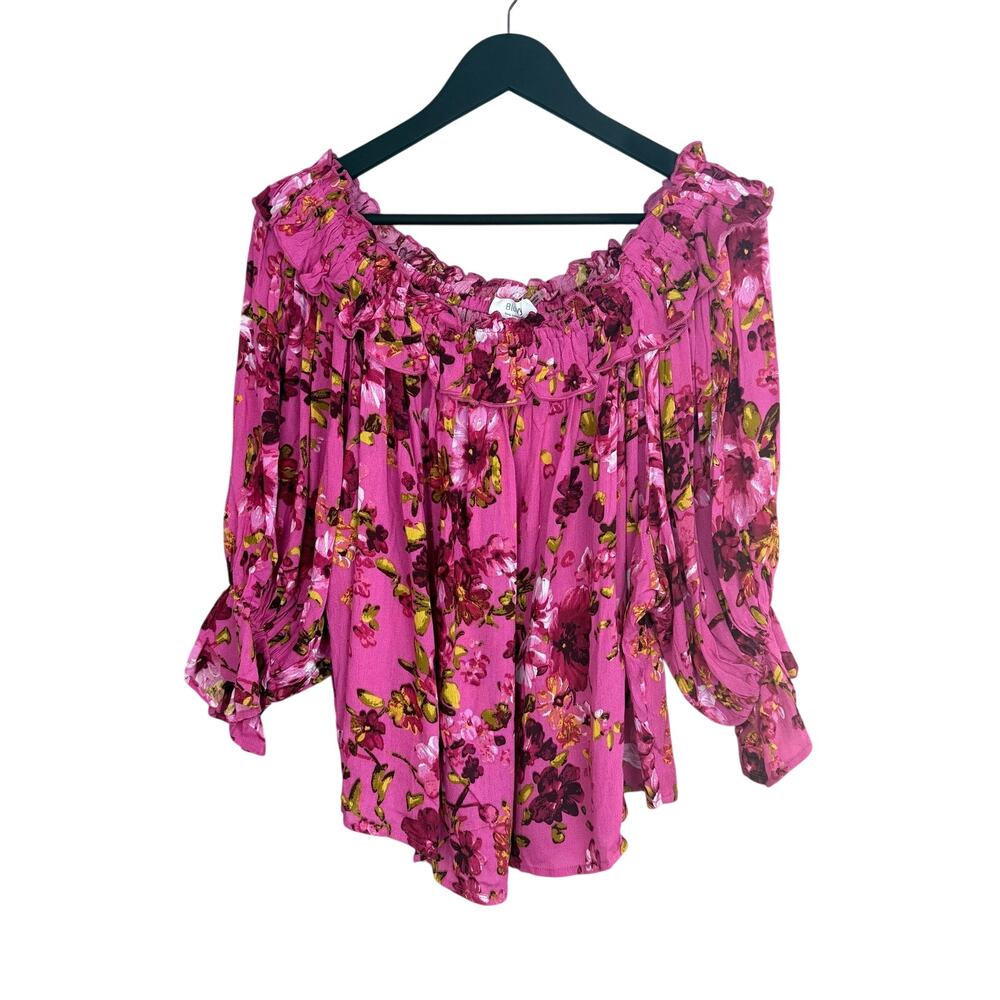 Floral Ruffle Neck Off The Shoulder Blouse LARGE - Picture 6 of 8
